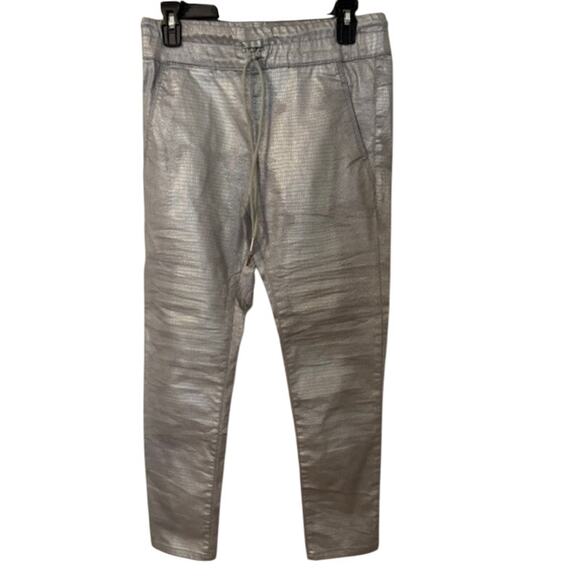 NWOT FLOG Shely Original Pant Silver Snakeskin Print Cotton Drawstring 27 - Picture 2 of 8